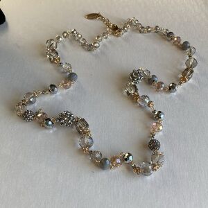 RUSH by Denis And Charles Long Crystal Glass Bead Rhinestone Necklace